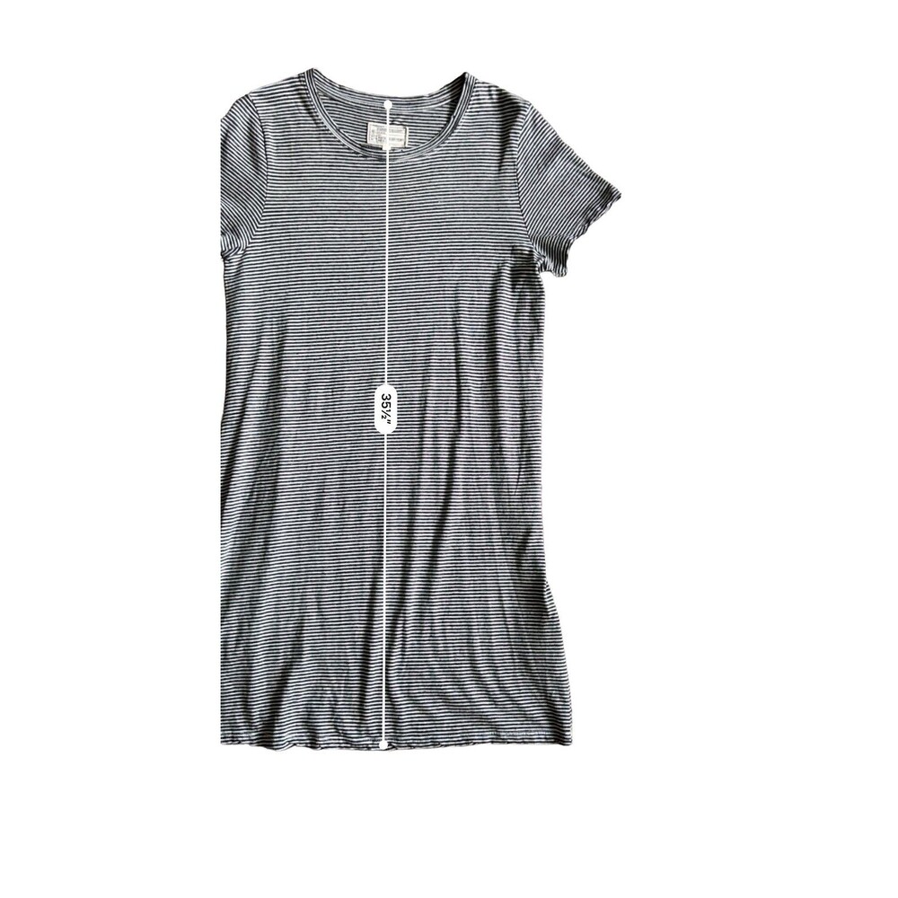 Current Elliott Women Beatnik Shrirt Dress Size M Gray Striped Distressed Casual - Picture 11 of 14